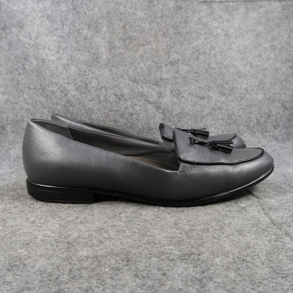 Trotters Shoes Womens 10 Tassel Loafers Slip On Classic Gray Leather Comfort